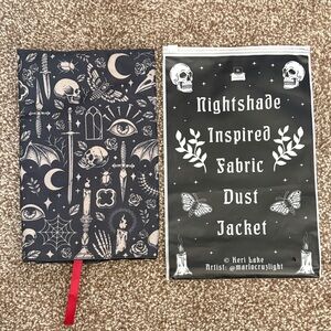 bookish box nightshade inspired fabric dust jacket